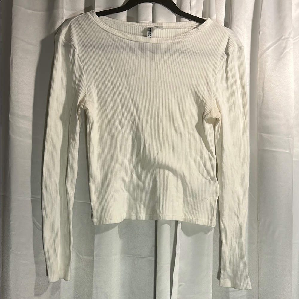 H&M Cream Ribbed Long Sleeve Top